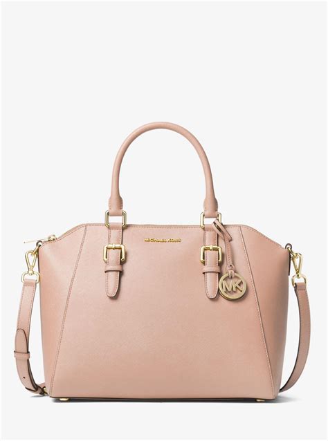 michael kors ciara saffiano leather satchel|michael kors edith large satchel.